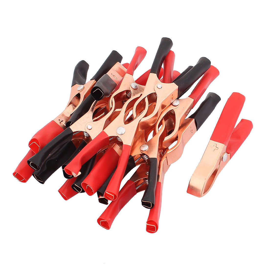 uxcell Uxcell 16Pcs Golden Plated Car Battery Test Alligator Clip Red Black 30A