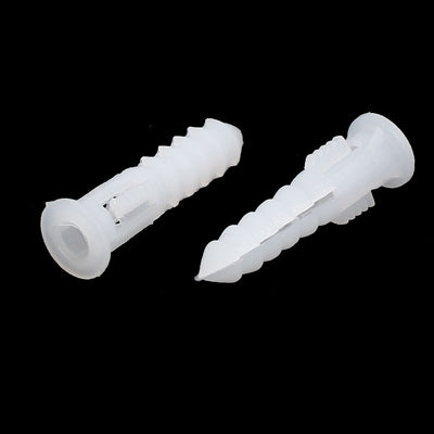 Harfington Uxcell 30mm Length Plastic Expansion Bolt Wall Drywall Anchor White 100pcs