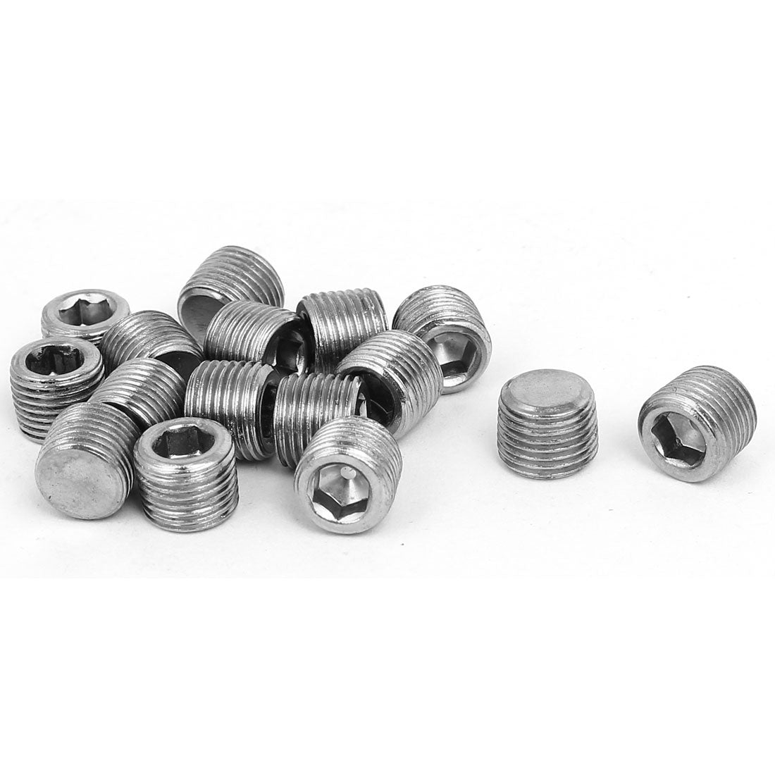 uxcell Uxcell 1/8-inch Male Thread 8mm Height Hex Socket Flat Point Grub Screws 16pcs