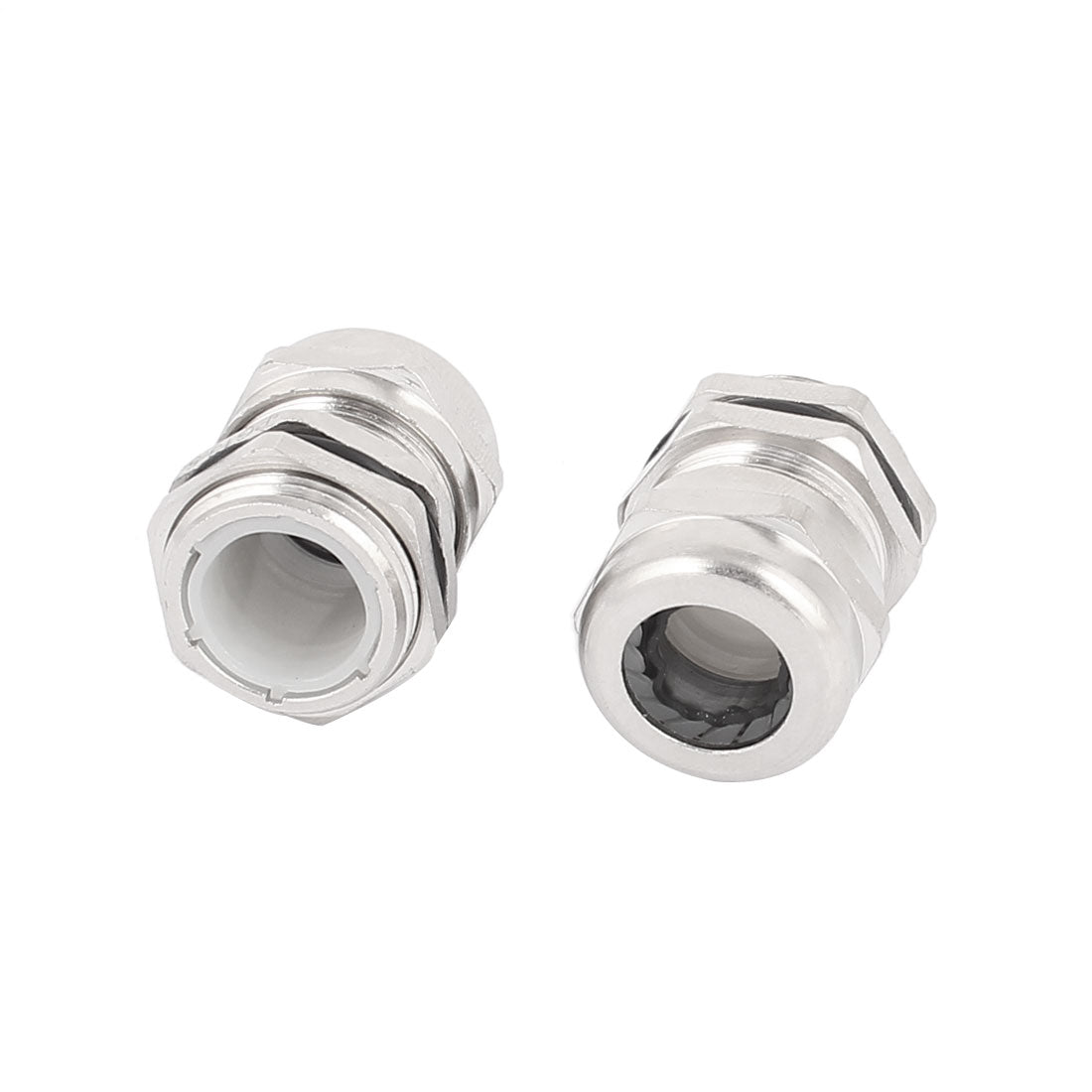 uxcell Uxcell 2 Pcs 20mm Dia Thread PG13.5 Water Resistant Stainless Steel Cable Gland Joint Silver Tone