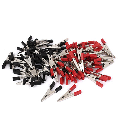Harfington Uxcell 66pcs  Black Red Plastic Coated Test Alligator Clips Clamps 50mm