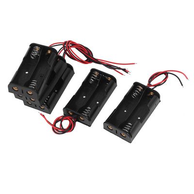 Harfington Uxcell 5 Pcs 3V Power Supply 2 x AA Battery Holder Storage Case Box 15cm Wire Lead Connector