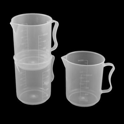 Harfington Uxcell 500mL Laboratory Experiment Plastic Water Volume Graduated Measuring Cup 3pcs