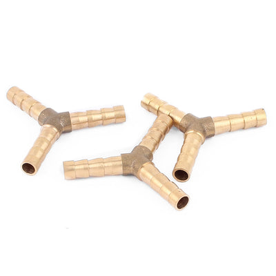 Harfington Uxcell 3pcs Brass Y Shaped 3 Ways 6mm Dia Air Hose Barb Coupler Fitting Connector