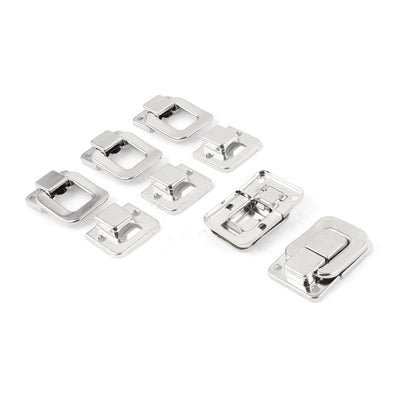 Harfington Uxcell Tool Box Chest Case Suitcase 40mm Long Metal Clasp Latch Catch Silver Tone 5pcs