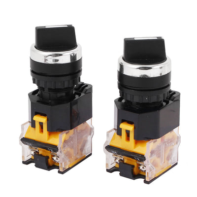 Harfington Uxcell LA38-203 AC 440V 10A 2 Position ON/OFF Rotary Selector Switch Orange 2 Pcs
