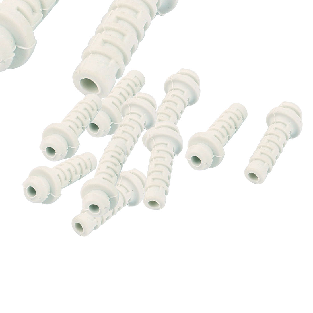 uxcell Uxcell 10pcs 3mm Inner Dia Rubber Strain Relief Cord Boot Protector Cable Sleeve White