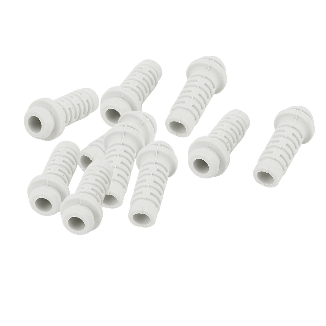 uxcell Uxcell 10pcs 5mm Inner Dia Rubber Strain Relief Cord Boot Protector Cable Sleeve White