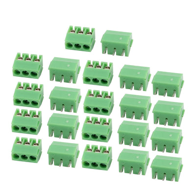 Harfington Uxcell 22Pcs AC 300V 10A 3.5mm Pitch 3P Terminal Block PCB Mount Wire Connection