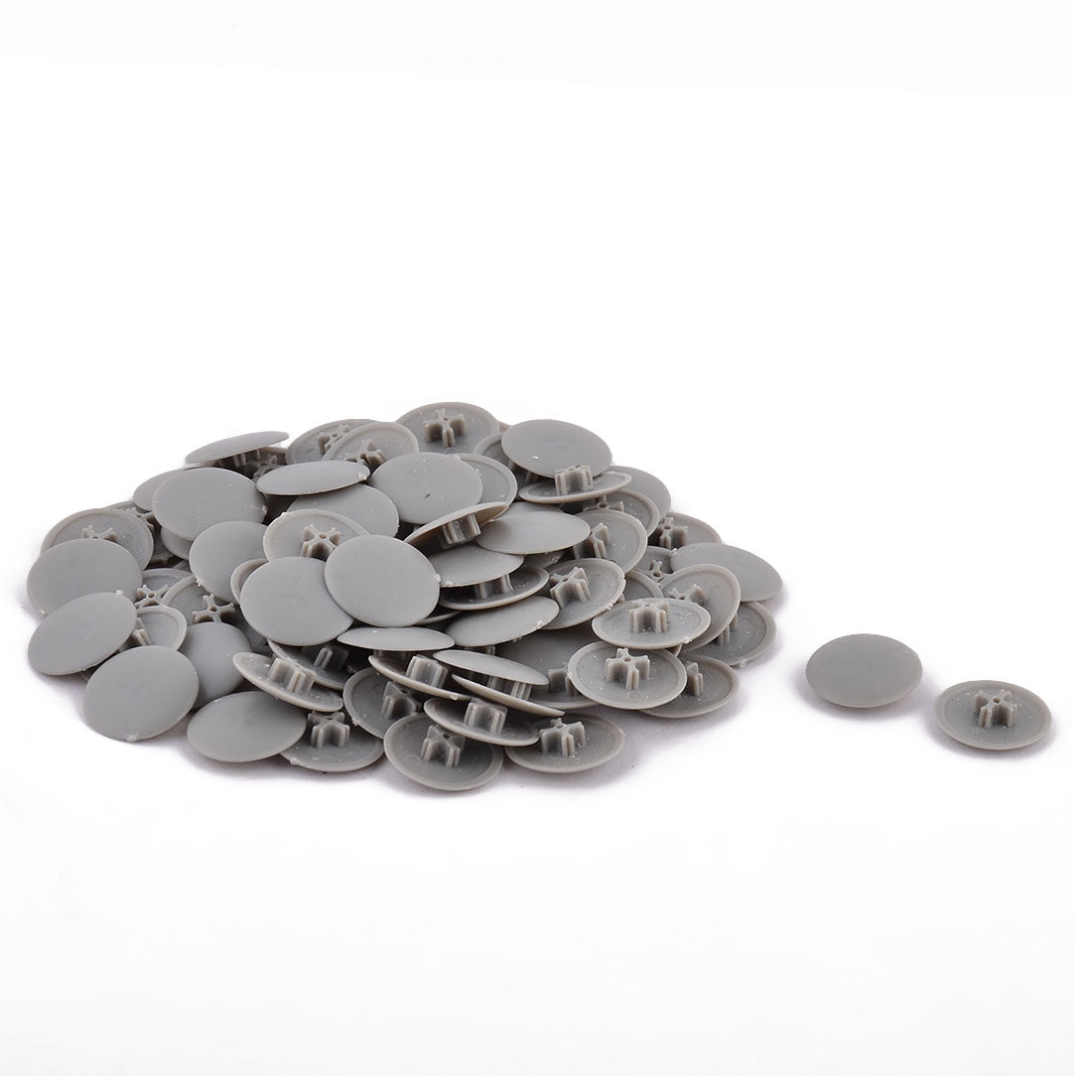 Uxcell Uxcell 17mm Dia 4mm Thickness Plastic Round Shape Cross Phillips Screw Cap Gray 100 PCS