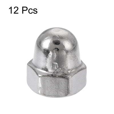 Harfington Uxcell M4 x 0.7mm Stainless Steel Cap Acorn Hex Nuts Fastener Silver Tone 12pcs