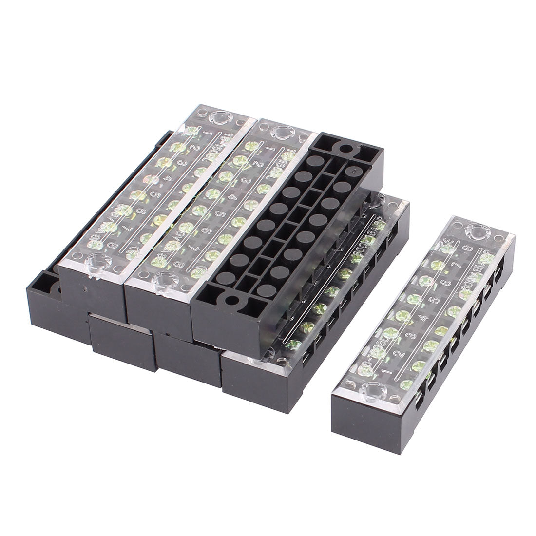 uxcell Uxcell 8 Pcs TB-1508L 8 Positions Dual Row  Screw Electric Wire Connection Barrier Terminal Strip 600V 15A