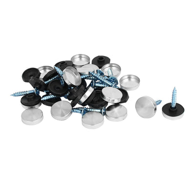 Harfington Uxcell 16mm Dia 304 Stainless Steel Cap Cover Nails Decorative Mirror Screws 20PCS