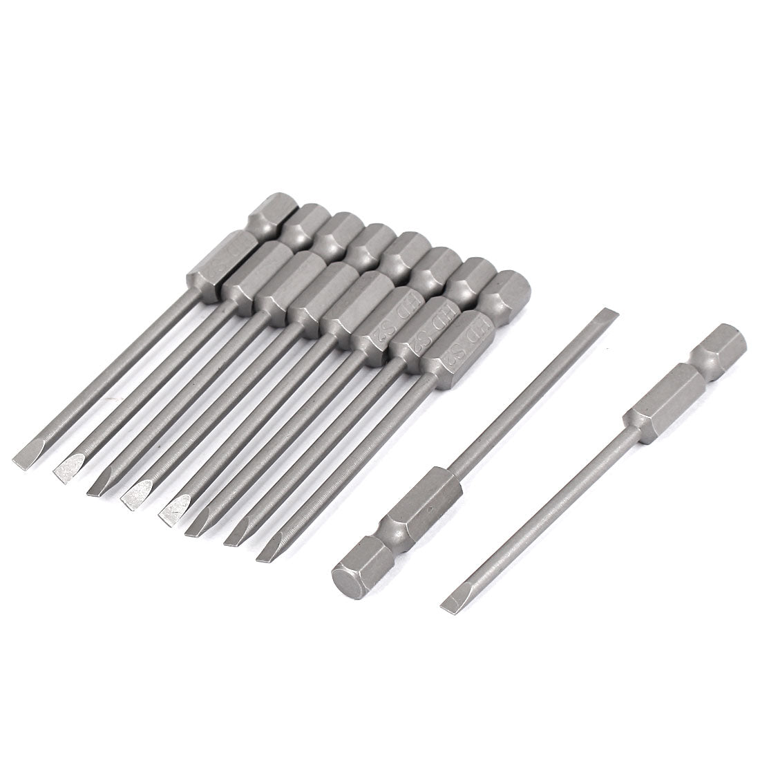uxcell Uxcell 1/4"x75mmx3mm Hex Shank Magnetic Slotted Screwdriver Bits 10pcs