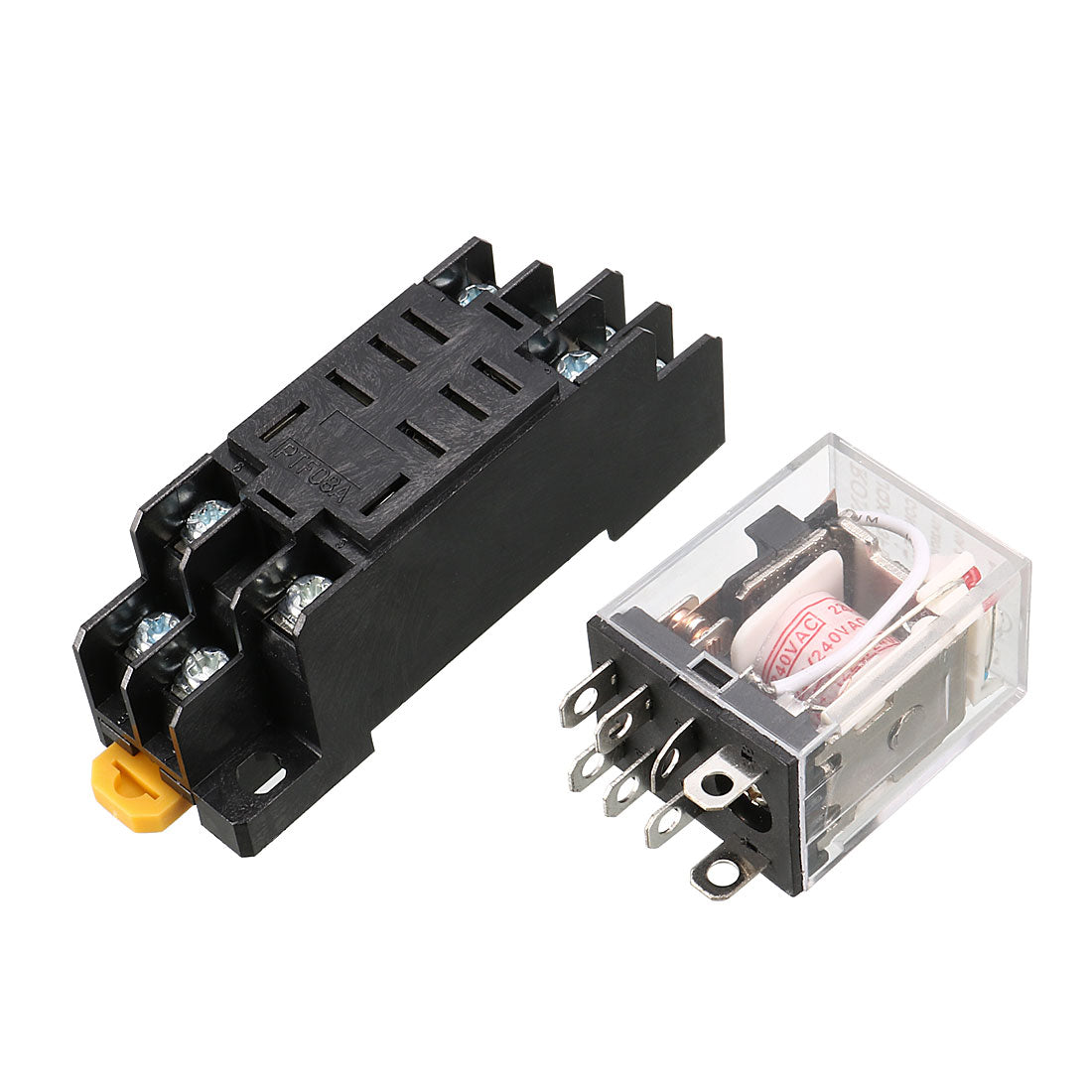 uxcell Uxcell JQX-13FL AC 220v/ 240V Coil 8 Screw Pins 35mm DIN Rail Red LED Pilot Lamp Power Relay w Socket