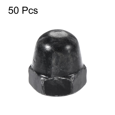 Harfington Uxcell M4 Thread Dia Dome Head Carbide Steel Cap Acorn Hex Nuts Black 50pcs