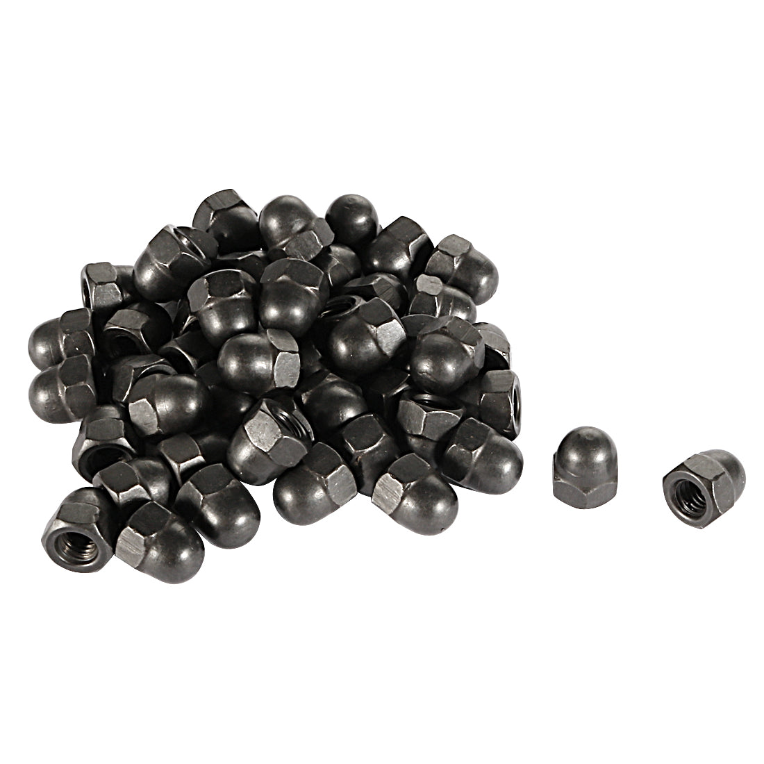 uxcell Uxcell M4 Thread Dia Dome Head Carbide Steel Cap Acorn Hex Nuts Black 50pcs