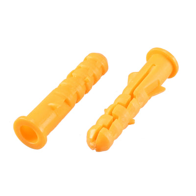 uxcell Uxcell 6mmx30mm Plastic Expansion Pipe Wall Anchor Screw Yellow 100pcs