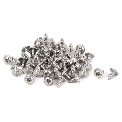 Harfington Uxcell 2.6mmx6mm Thread 304 Stainless Steel Phillips Pan Head Self Tapping Screws 50pcs