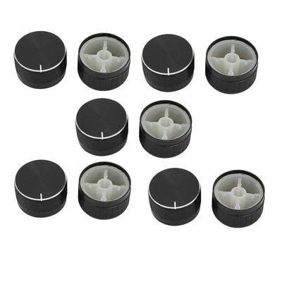 Harfington Uxcell 10pcs 6mm Hole Dia Round Potentiometer Lamp Dimmer Rotary Switch Knob Control Cap Black