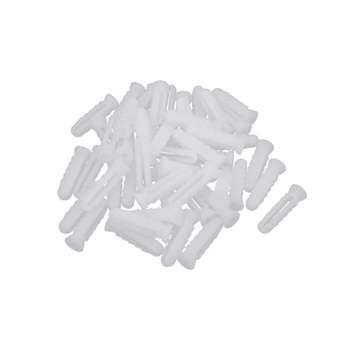 Harfington Uxcell 6mm x 25mm Plastic Expansion Nail Plugs Wall Anchor Screw White 50pcs