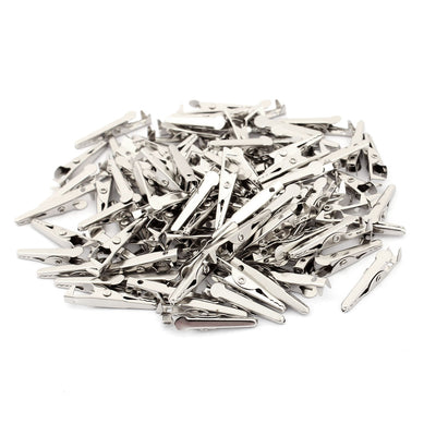 Harfington Uxcell Non-insulated Metal Test Alligator Electrical Clip Clamp Connector Silver Tone 28mm Long 100 Pcs