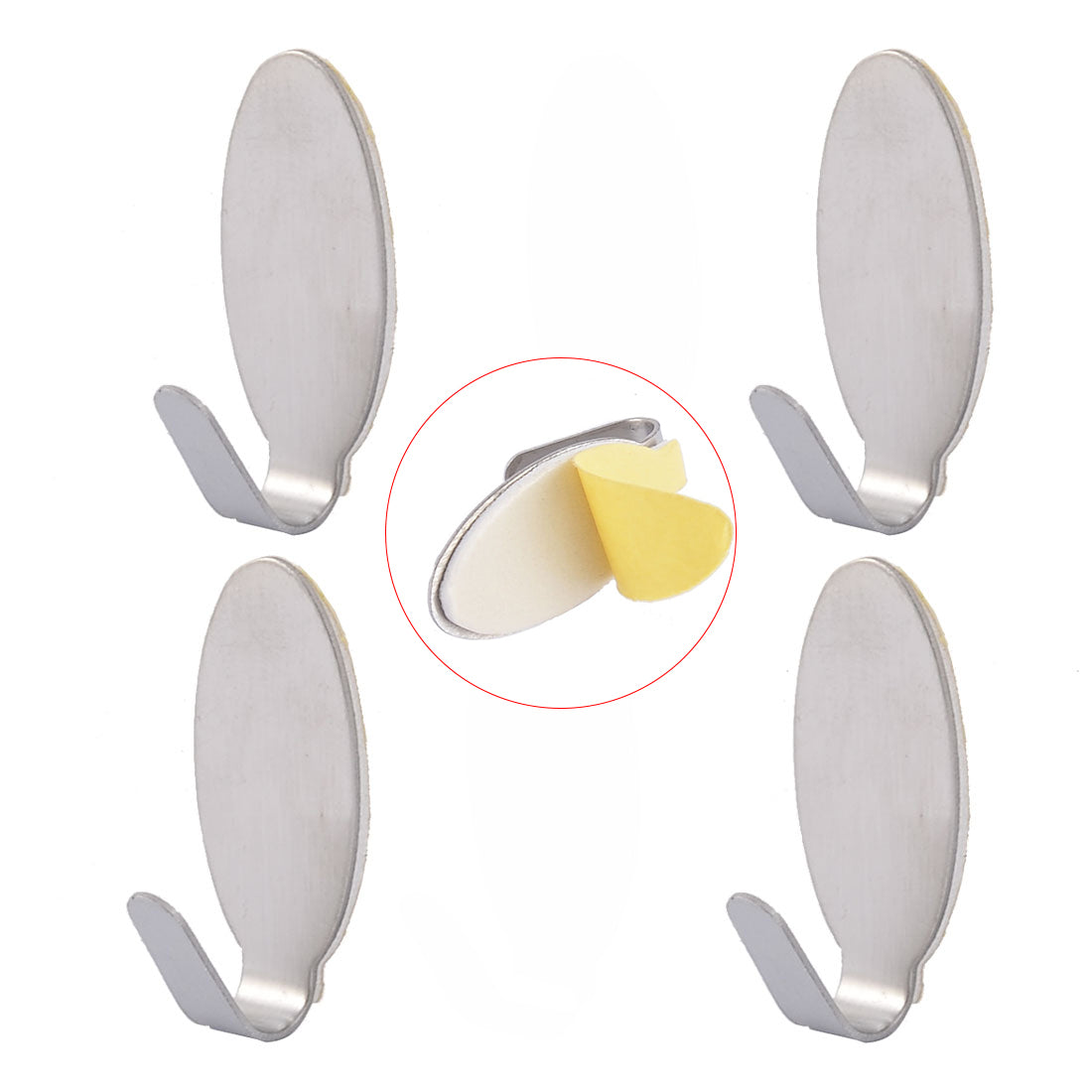 uxcell Uxcell Home Bathroom Bedroom Kitchen Stainless Steel Oval Shaped Self Adhesive Wall Hooks Hanger 6pcs