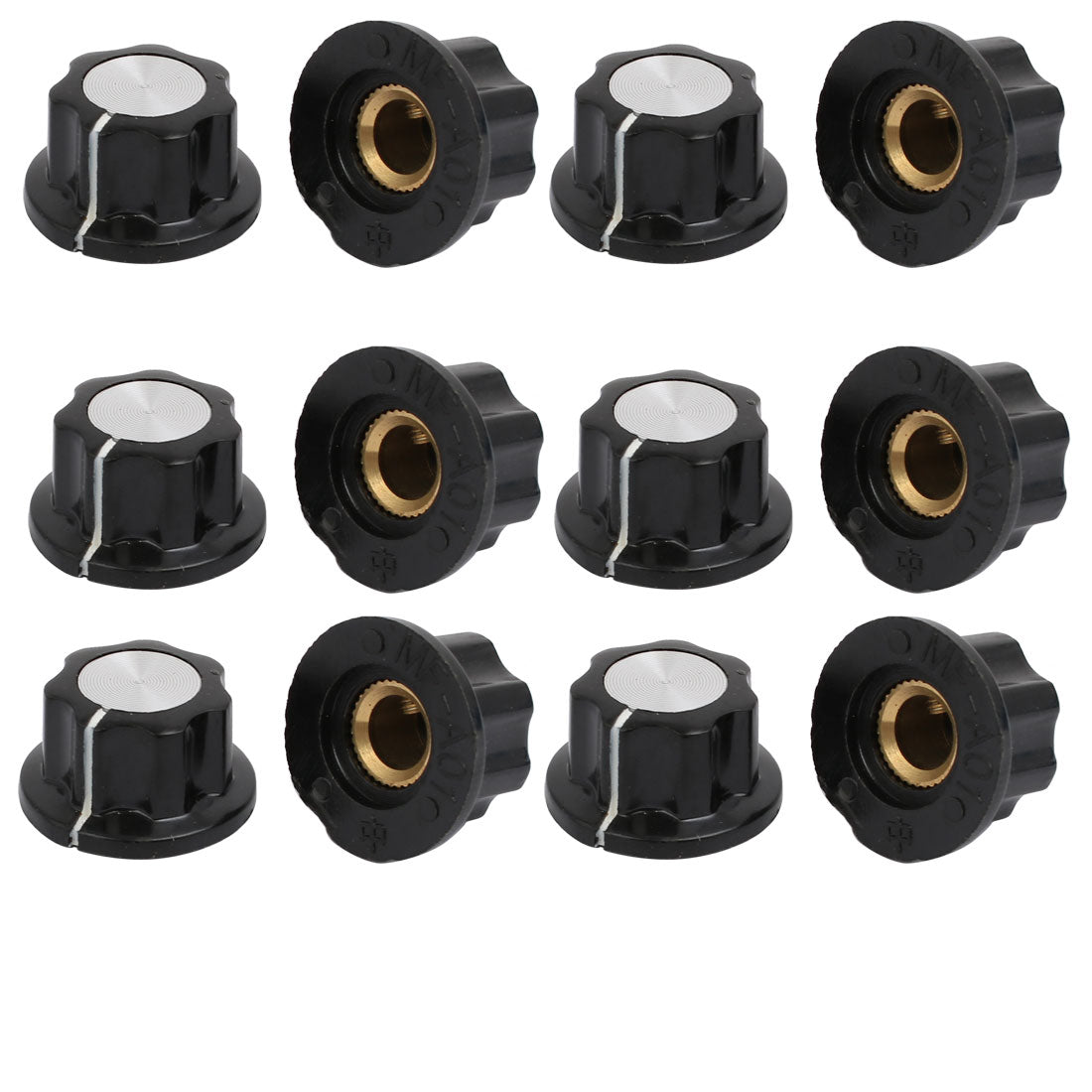 uxcell Uxcell 12 Pcs Black 6mm Shaft Insert Dia Potentiometer Control Rotary Knobs Caps