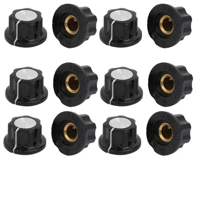 Harfington Uxcell 12 Pcs Black 6mm Shaft Insert Dia Potentiometer Control Rotary Knobs Caps