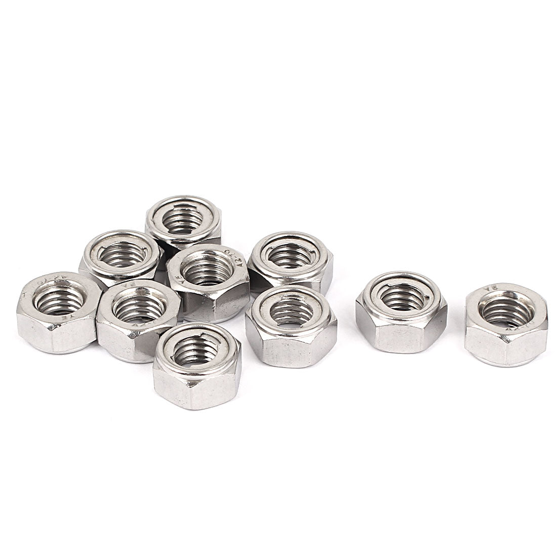 Uxcell Uxcell M4 304 Stainless Steel Self-Locking Metal Insert Hex Lock Nuts 10pcs