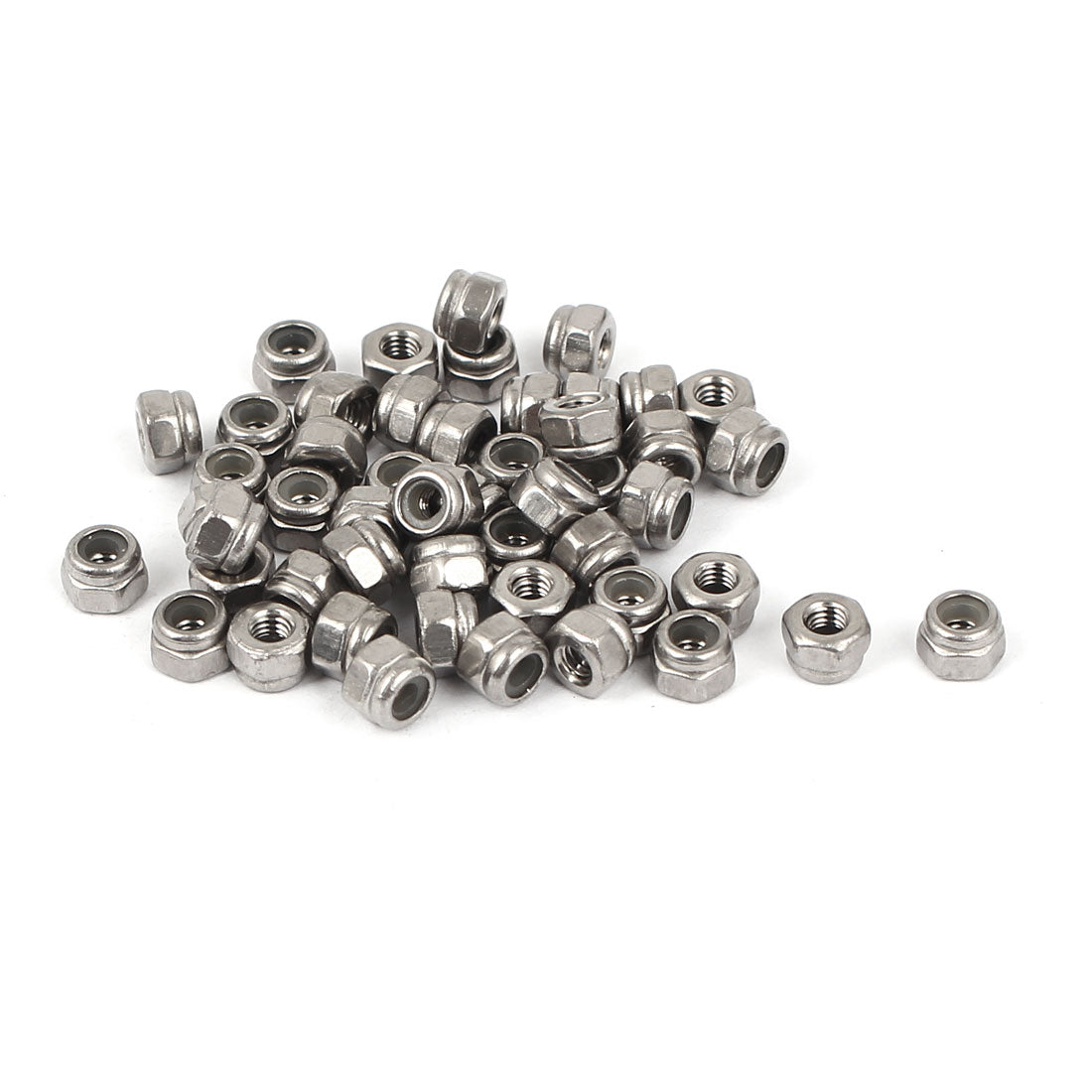 uxcell Uxcell M2.5 304 Stainless Steel  Self-Locking Nylon Insert Hex Lock Nuts 50pcs