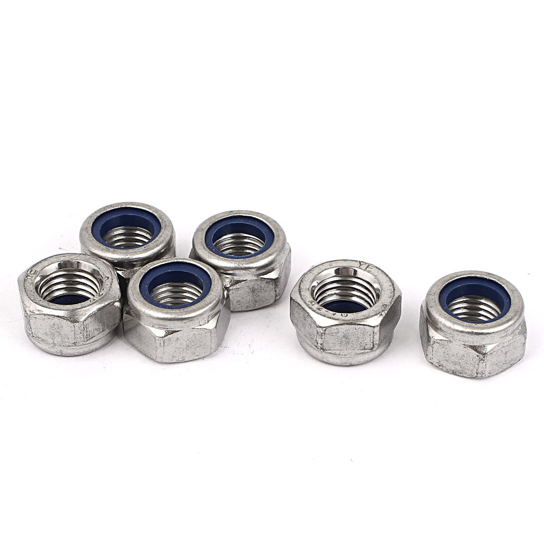 uxcell Uxcell M12x1.5mm 304 Stainless Steel Self-Locking Hex Lock Stop Nut Silver Tone 6pcs
