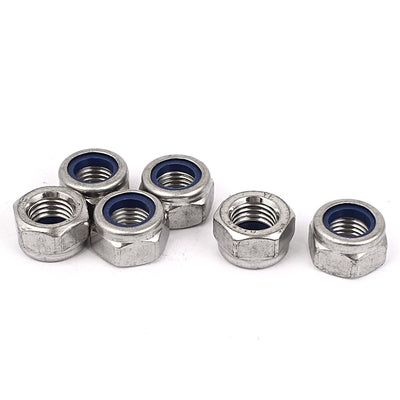 Harfington Uxcell M12x1.5mm 304 Stainless Steel Self-Locking Hex Lock Stop Nut Silver Tone 6pcs