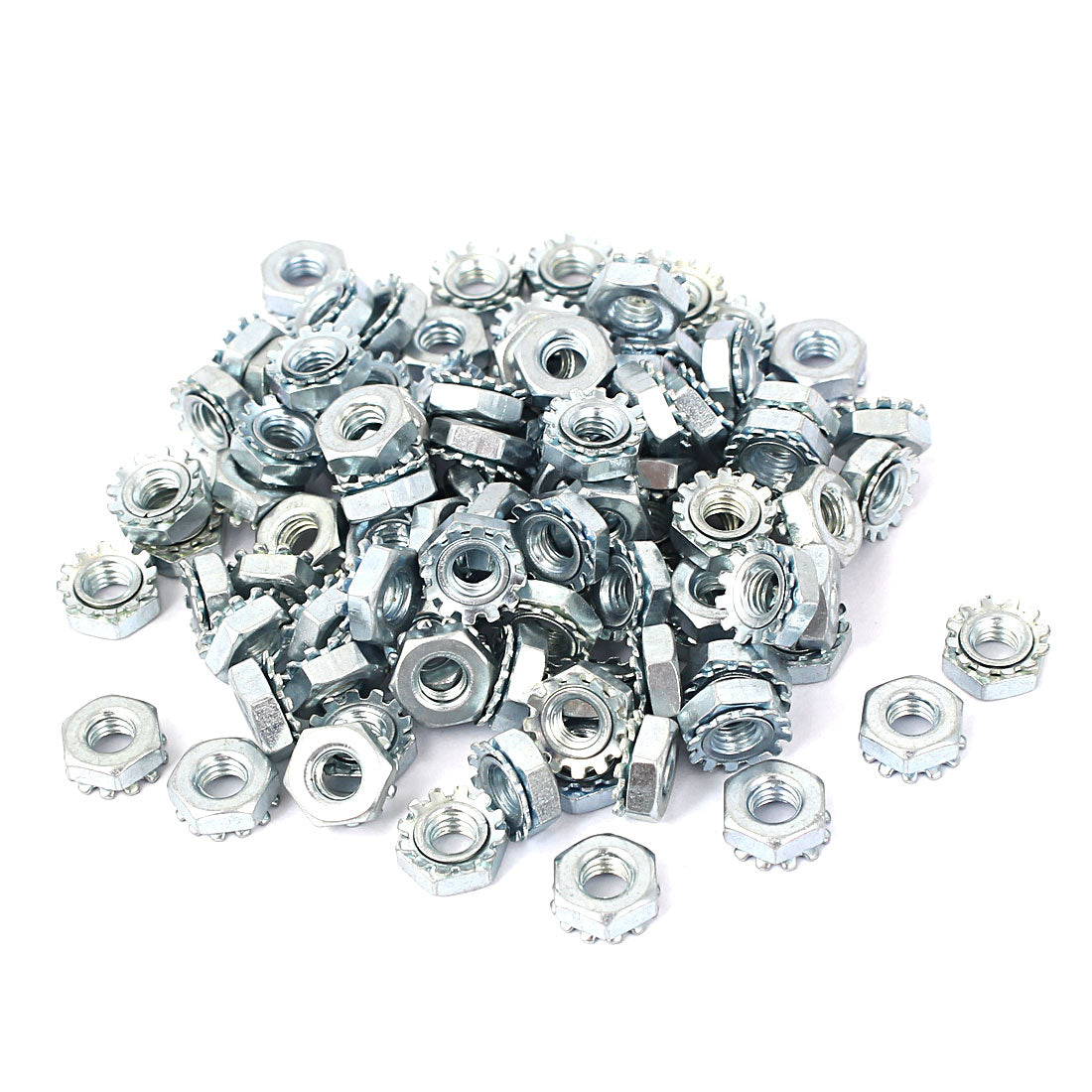 uxcell Uxcell 10#-32 Female Thread Zinc Plated Kep Hex Star Lock Nut 100pcs
