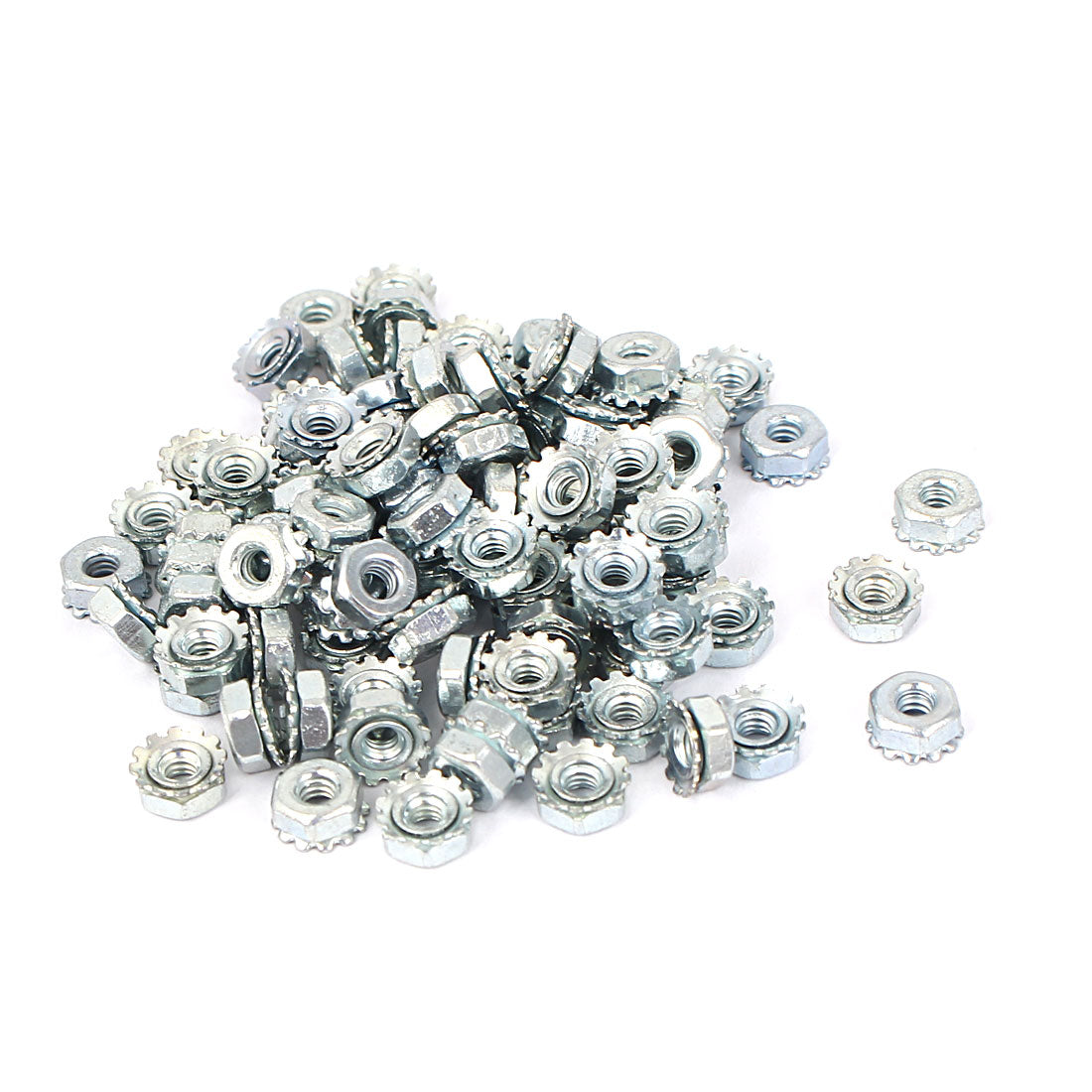uxcell Uxcell 4#-40 Female Thread Zinc Plated Kep Hex Star Lock Nut 100pcs