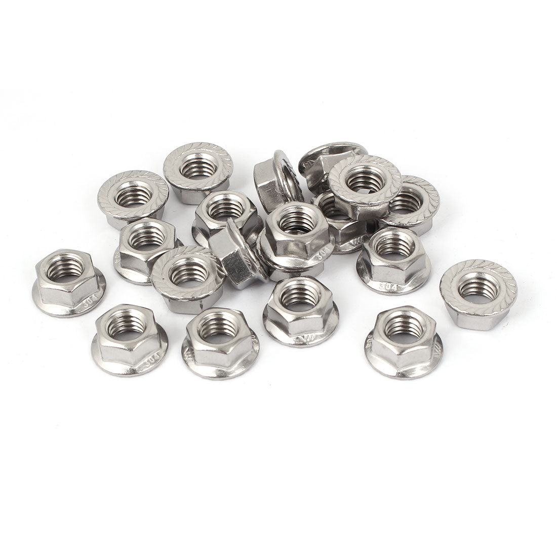Uxcell Uxcell 3/8"-16 304 Stainless Steel Serrated Hex Flange Lock Nuts 20 Pcs