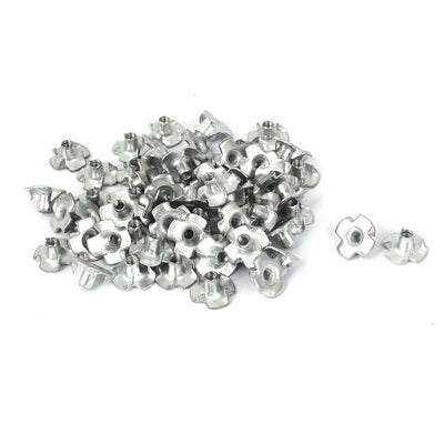 Harfington Uxcell Furniture M3 Thread Zinc Plated 4 Prong Tee Nuts Insert Connectors 60pcs