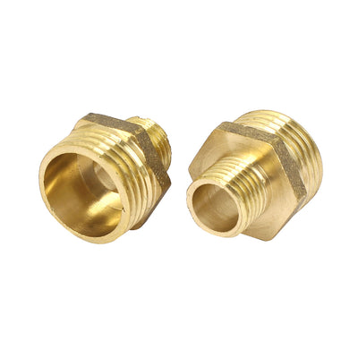 Harfington Uxcell 1/2BSP to 1/4BSP Thread Brass Hex Nipple Straight Pipe Fittings Connector 2 Pcs