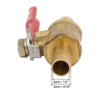 Harfington Uxcell 5/16-inch Dia Brass Lever Handle Hose Pipe Connectors Barb Ball Valves 5pcs