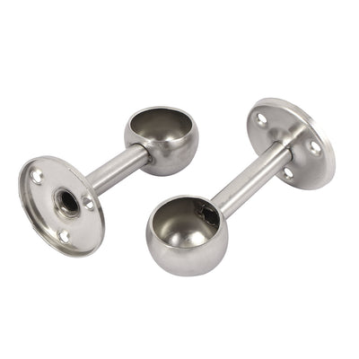 Harfington Uxcell 25mm Dia Stainless Steel Wardrobe Curtain Clothes Rail Lever Support Bracket 2pcs