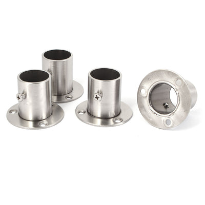 Harfington Uxcell Wardrobe Stainless Steel Hanging Rail Socket End Support 4pcs for 25mm Dia Tube