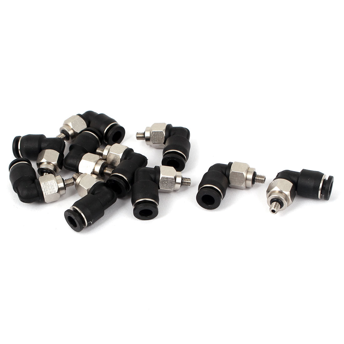 uxcell Uxcell 4mm to M3 L Shape Push in Pneumatic Quick Connect Tube Fitting Coupler 10pcs