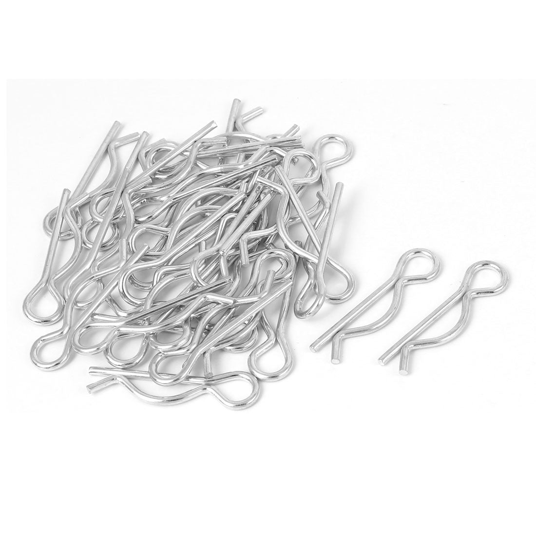 uxcell Uxcell 2mm x 40mm R-Clip Spring Locking Cotter Clip Pins Fastener Silver Tone 30 Pcs