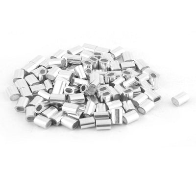 Harfington Uxcell Aluminum Oval Ferrules Single Hole Sleeves 4 x 3mm Silver Tone 100pcs for 1mm Dia Steel Wire Rope