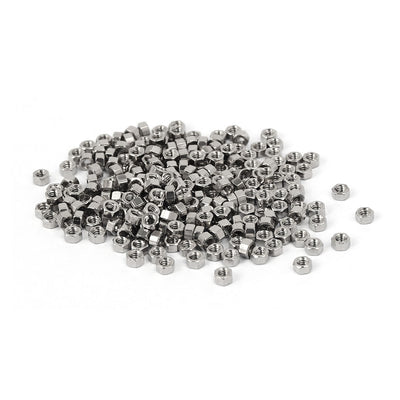 Harfington Uxcell M1.2 x 1.2mm Nickel Plated Hexagon Hex Nuts Fasteners Silver Tone 200PCS