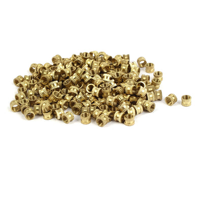 Harfington Uxcell M5 x 5mm 0.8mm Pitch Brass Knurled Threaded Round Insert Embedded Nuts 200PCS