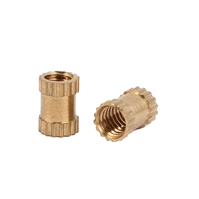 Harfington Uxcell M4 x 7mm Brass Cylinder Injection Molding Knurled Insert Embedded Nuts 100PCS