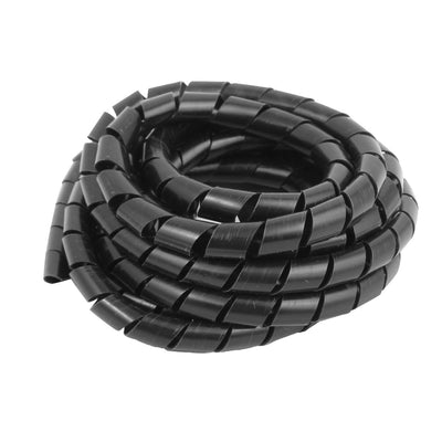 Harfington Uxcell 8.9Ft 2.7M Length 10mm OD Flexible Spiral Tube Wrap Cable Wire Computer Cord Manager Black