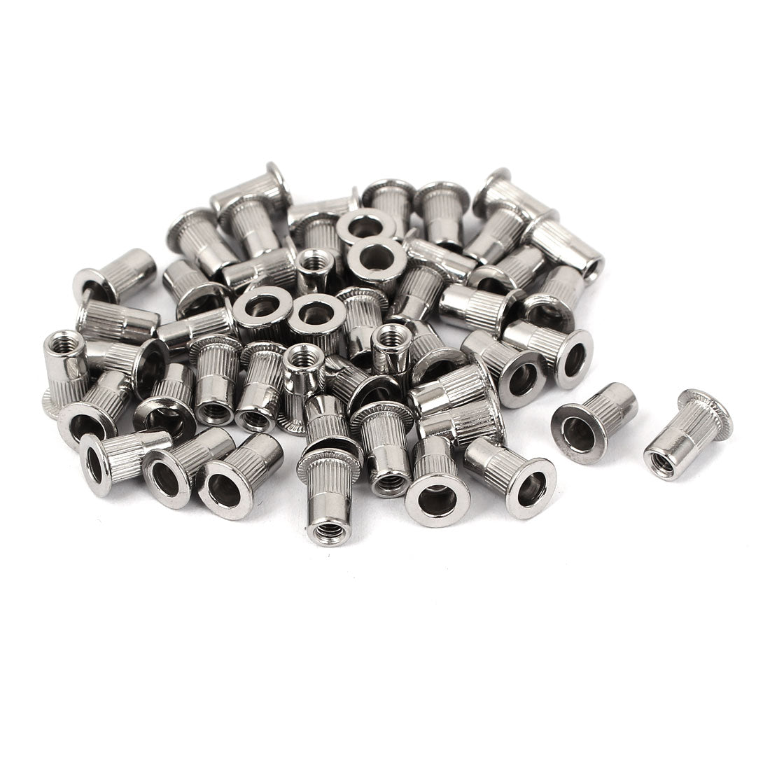 uxcell Uxcell M3 Stainless Steel Flat Head Rivet Nut Insert Dadi Silver Tone 50pcs