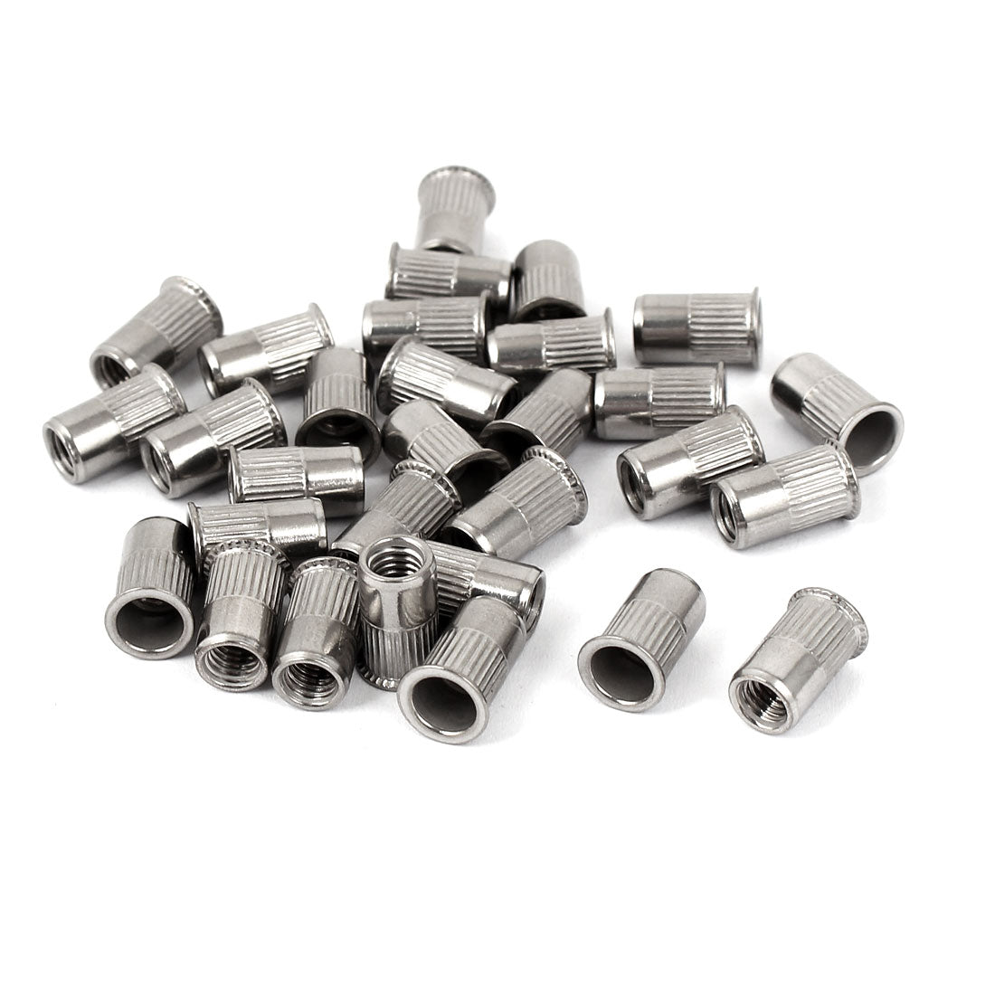 uxcell Uxcell M5 Stainless Steel Flat Head Rivet Nut Insert Dadi Silver Tone 30pcs